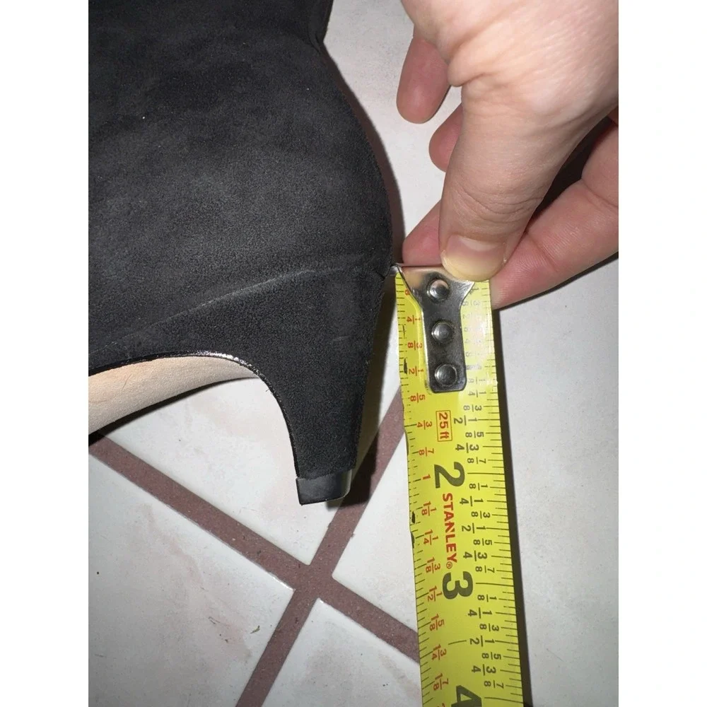 NWOB Antonio Melani knee high boots black suede‎ kitten heels pointed toe Size 6